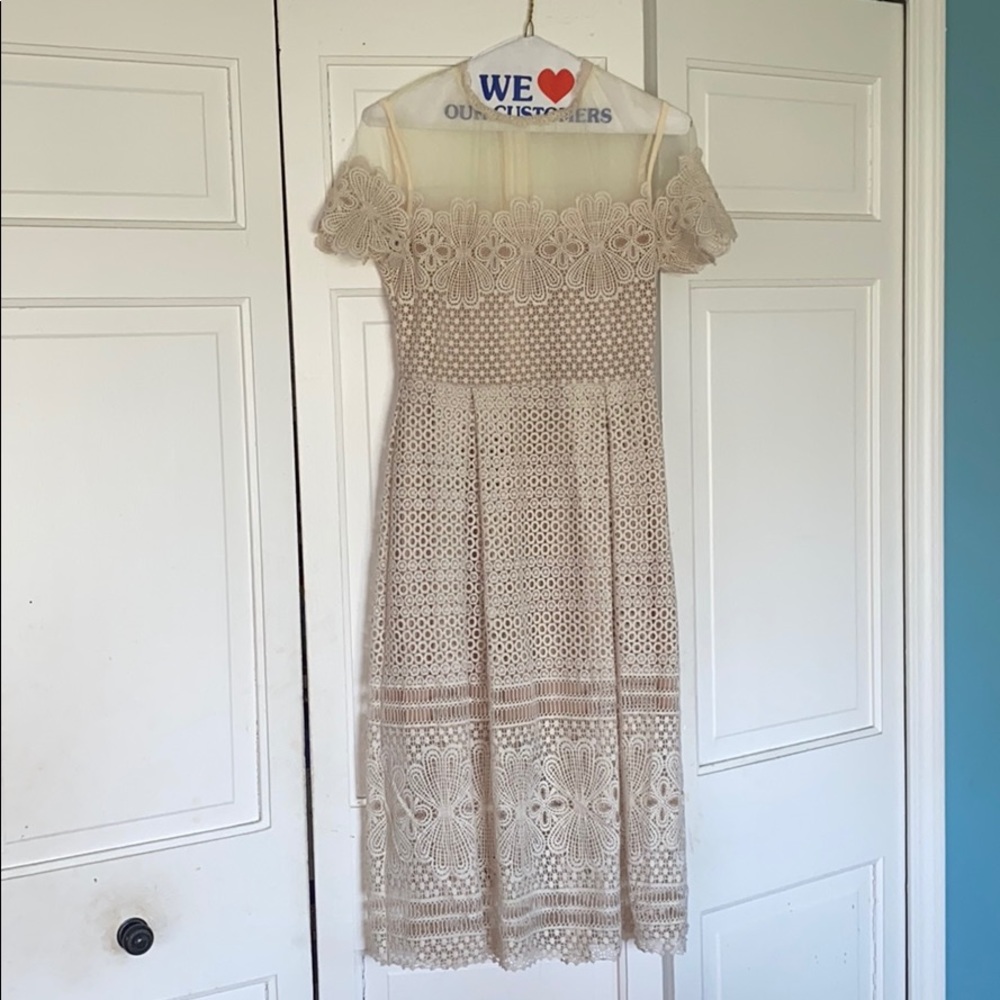Free Generation White Lace Midi Dress